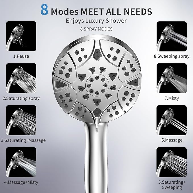 8-mode Handheld Shower Head