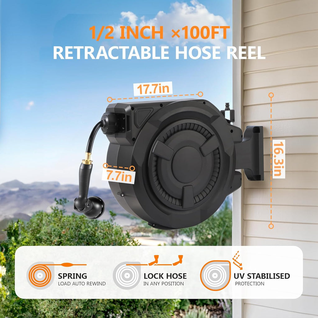 Retractable Garden Hose Reel (1/2 in x 100 ft)