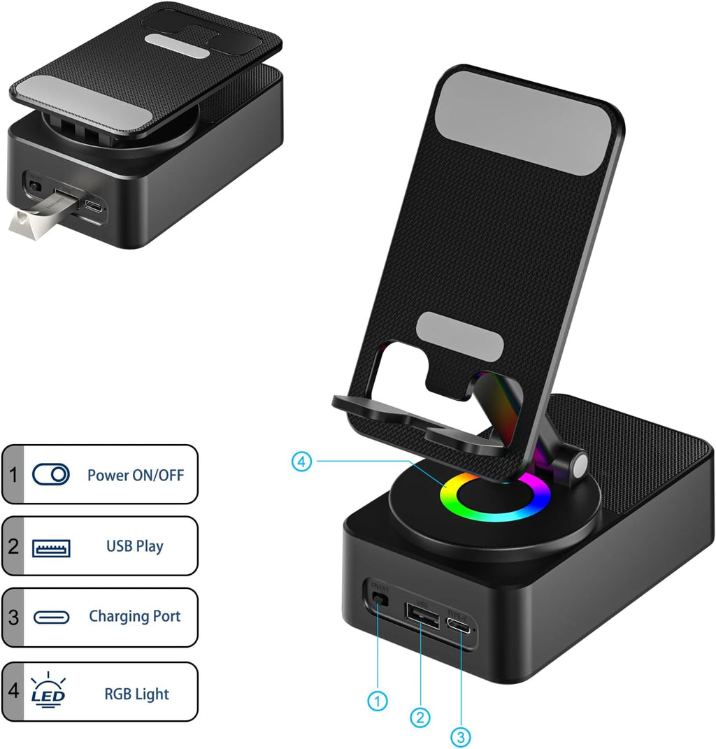 Cell Phone Stand with Wireless Bluetooth Speaker